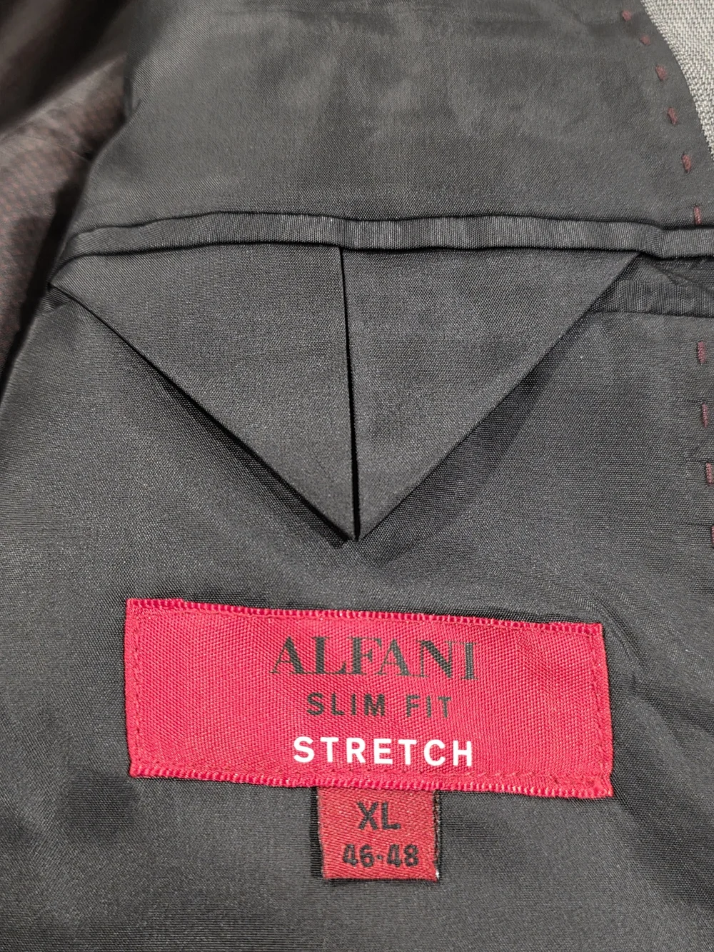 XL 46-48 Men's Alfani Slim Fit Stretch Blazer Gray Peak Lapel Sport Coat Soft